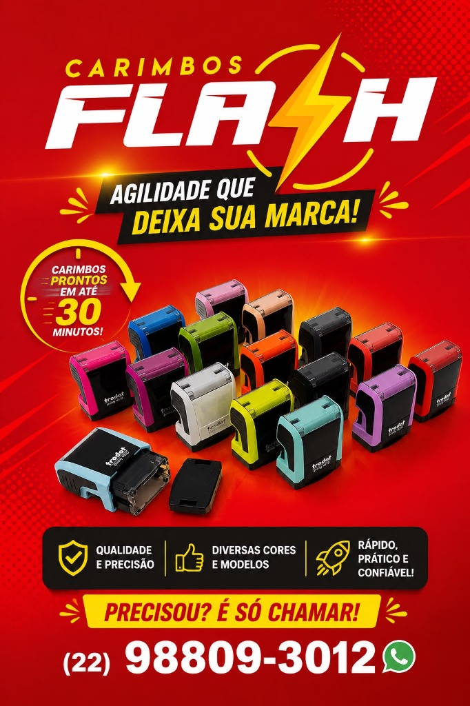 Carimbos Flash Araruama - Agilidade que deixa sua marca em até 30 minutos