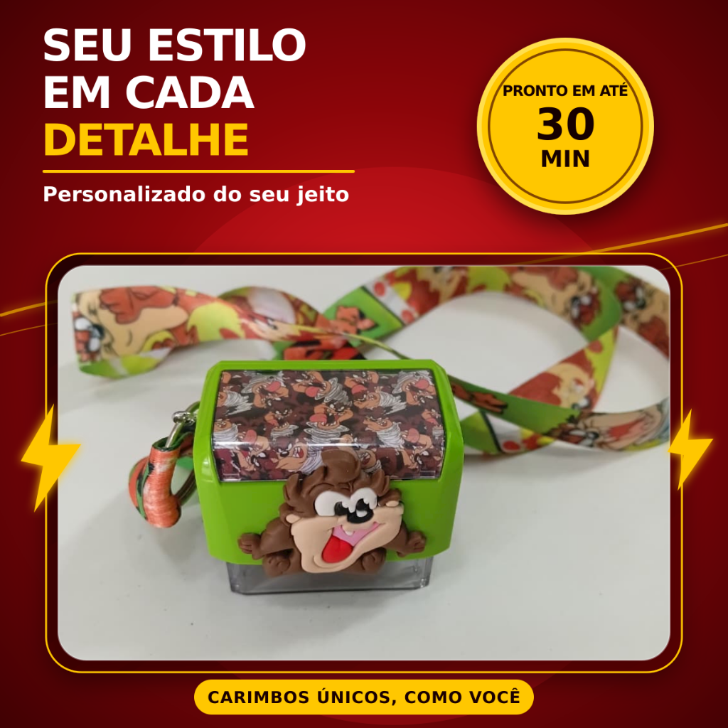 Carimbo Taz Mania com Cordão Looney Tunes - Carimbos Flash Araruama